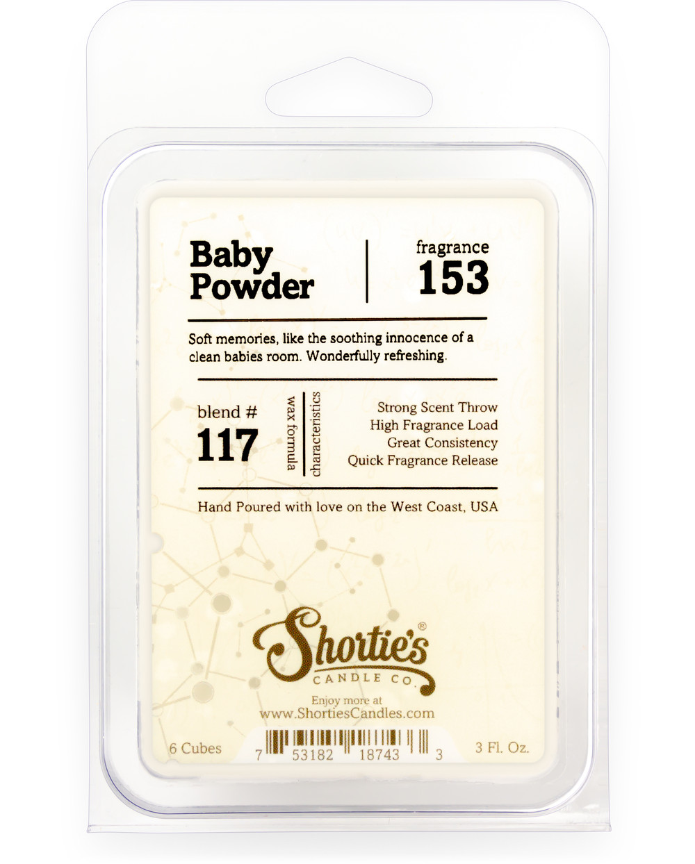 Natural Baby Powder Soy Wax Melts 3 Pack