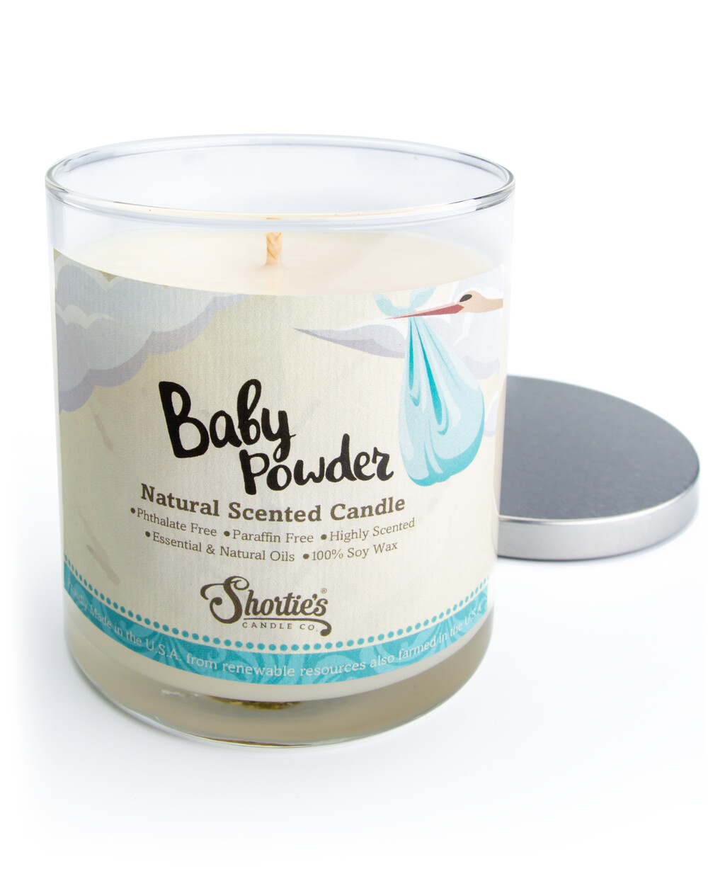 Baby Powder Natural 9 Oz. Soy Candle - Shortie's Candle Company