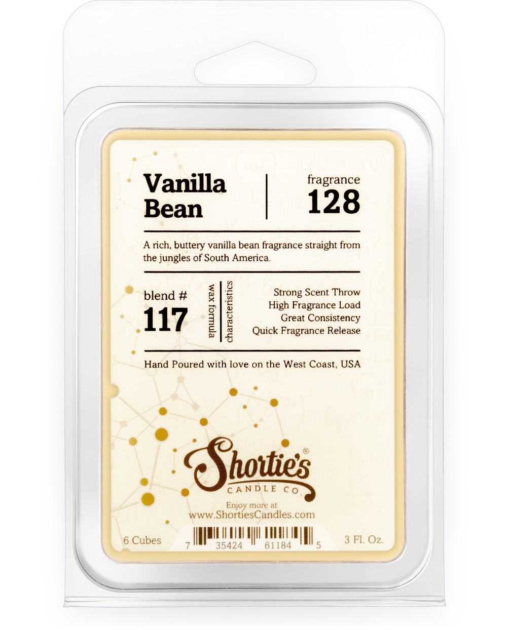 Vanilla Bean Wax Melts - Formula 117 - Shortie's Candle Company