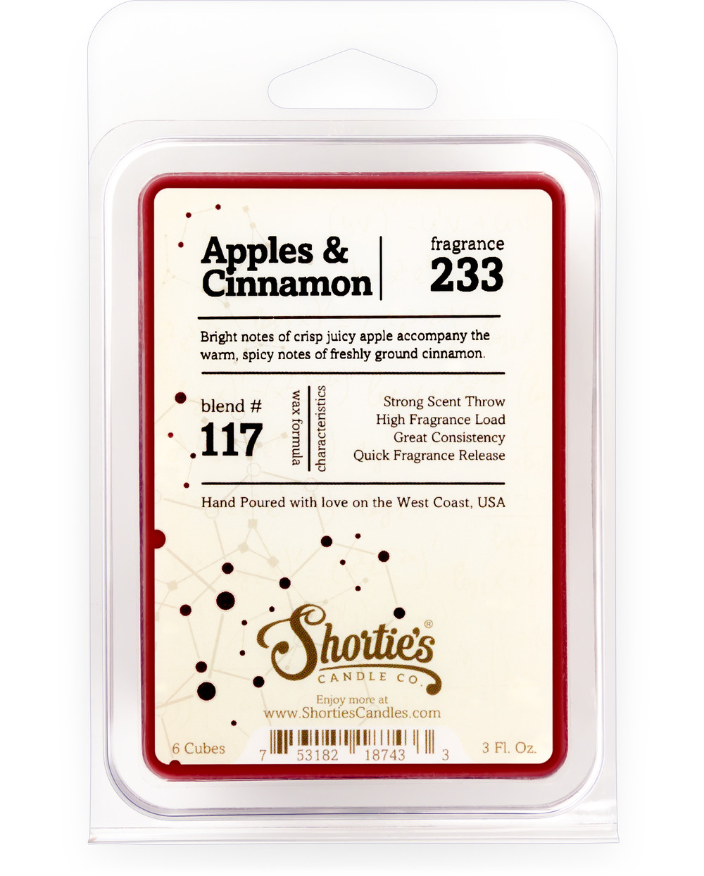 Apples & Cinnamon Wax Melts - Formula 117 - Shortie's Candle Company